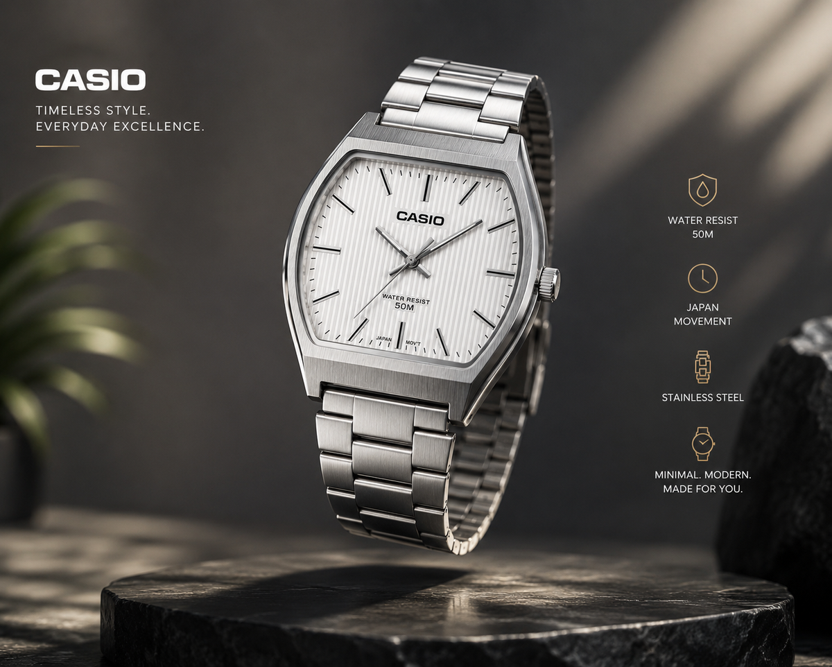 Casio Vintage White Dial Barrel